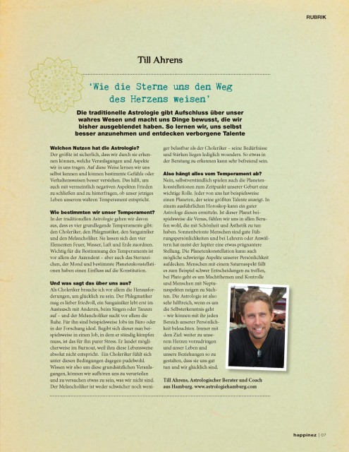 上周接受德國雜誌Happinez 訪問